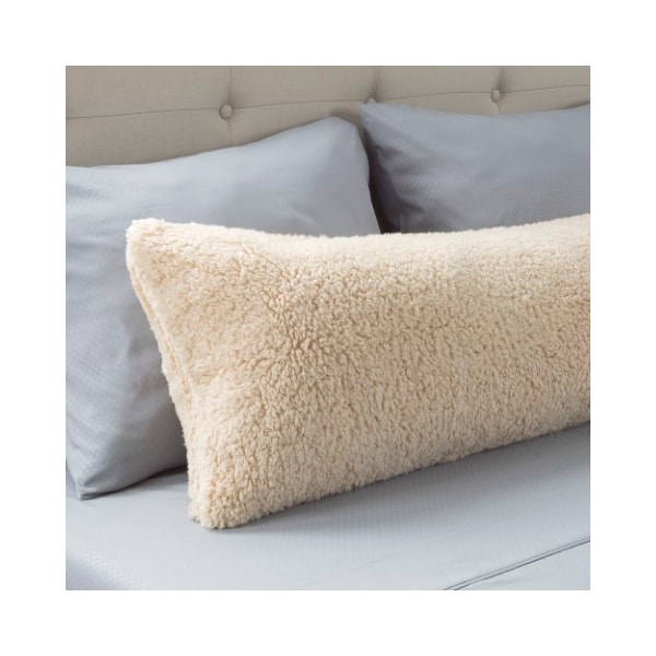 Hastings Home Body Pillow Cover, Soft Sherpa Pillowcase With Zipper, Fits Pillows Up To 51 Inches (Ivory) - 605707DTV