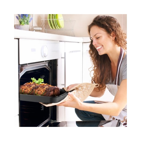 Hastings Home Roasting Pan with Flat Rack Nonstick Oven Roaster, Grid to Drain Fat and Grease Kitchen Cookware - 252985ALP