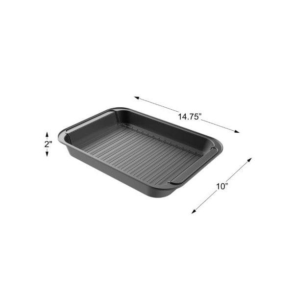 Hastings Home Roasting Pan with Flat Rack Nonstick Oven Roaster, Grid to Drain Fat and Grease Kitchen Cookware - 252985ALP
