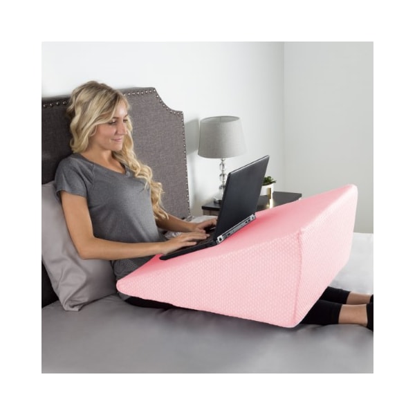 Hastings Home Extra High Wedge Pillow Memory Foam with Bamboo Fiber Cover, for Snoring, Better Sleep (Pink) - 910781ZGX