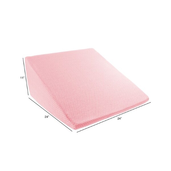Hastings Home Extra High Wedge Pillow Memory Foam with Bamboo Fiber Cover, for Snoring, Better Sleep (Pink) - 910781ZGX