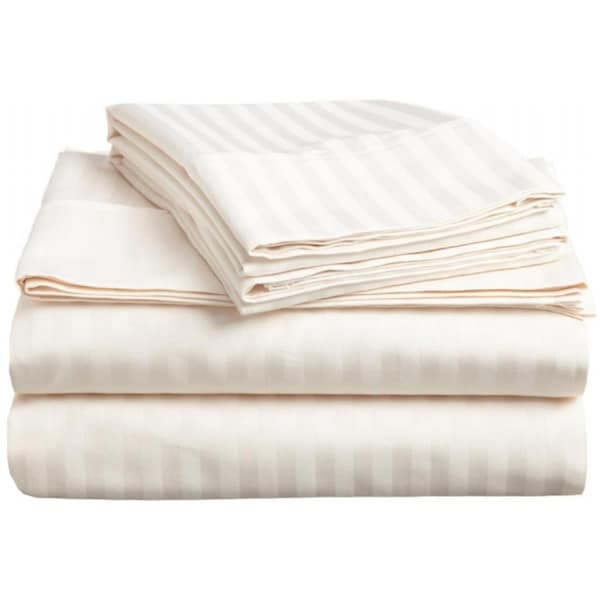 Impressions By Luxor Treasures 400 Thread Count Egyptian Cotton Split King Sheet Set Stripe Ivory - 400SKSH STIV