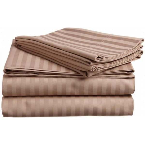 Impressions By Luxor Treasures Egyptian Cotton 650 Thread Count Stripe Sheet Set California King-Taupe - 650CKSH STTP