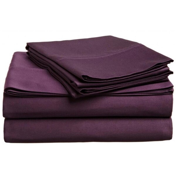 Impressions By Luxor Treasures 400 Thread Count Egyptian Cotton Queen Sheet Set Solid Plum - 400QNSH SLPL