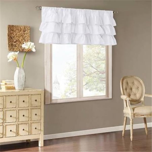 Madison Park Madison Park MP41-5174 50 x 18 in. Cotton Oversized Ruffle Valance; White - MP41-5174