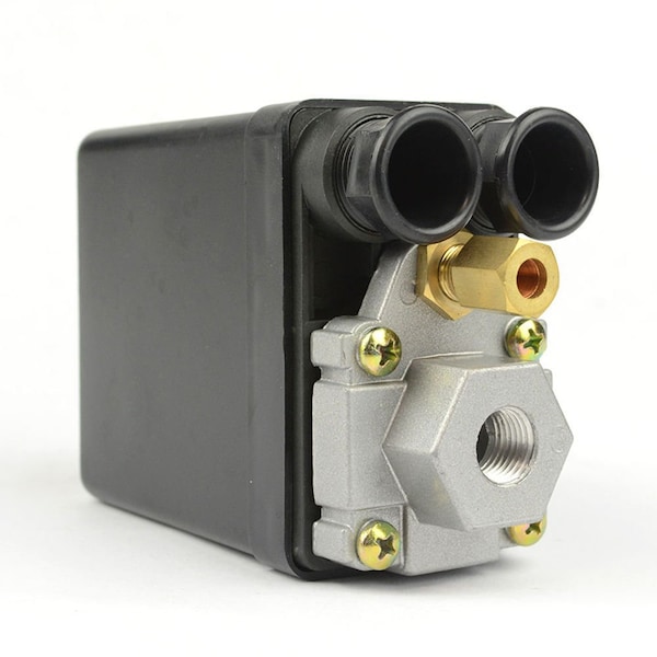 Interruptor de presión Interstate Pneumatics - Puerto único de 1/4" FPT - Interruptor de empuje y tracción 20 amperios 95-125 PSI - LF10-L1H