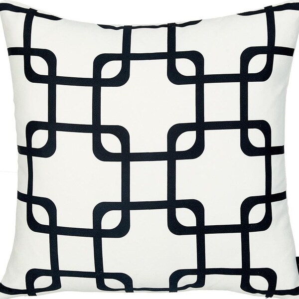Homeroots 18 x 18 in. Black Geometric Squares Decorative Throw Pillow Cover - 355586