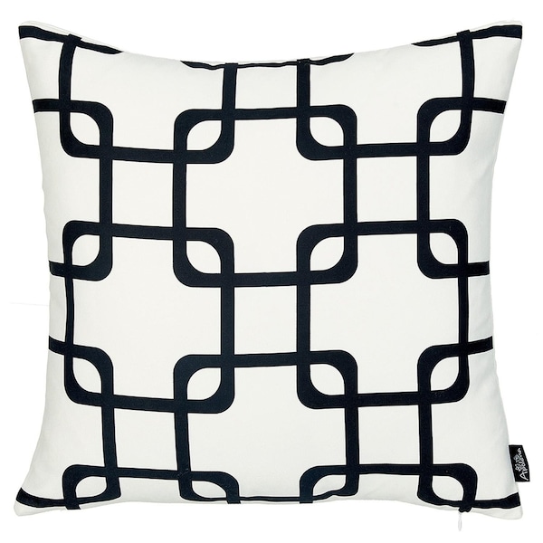 Homeroots 18 x 18 in. Black Geometric Squares Decorative Throw Pillow Cover - 355586