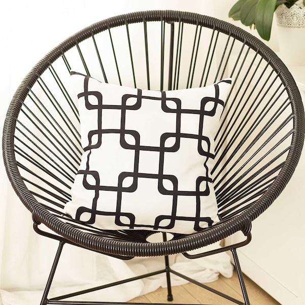 Homeroots 18 x 18 in. Black Geometric Squares Decorative Throw Pillow Cover - 355586
