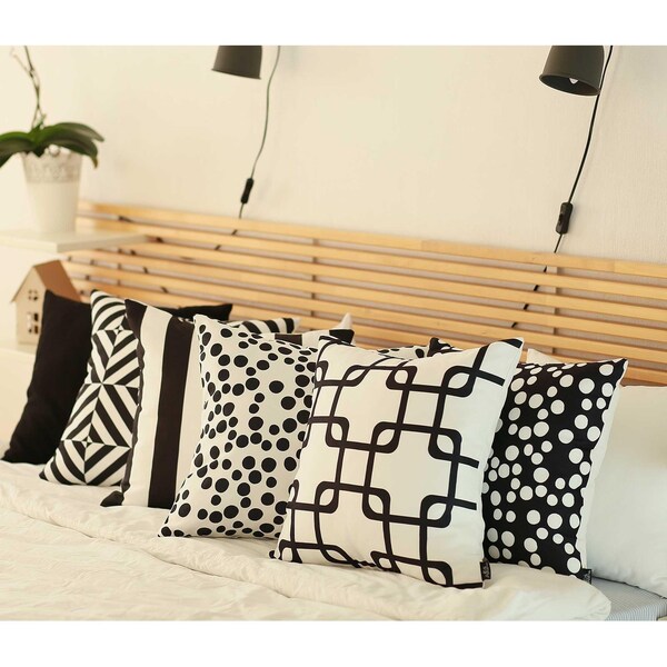 Homeroots 18 x 18 in. Black Geometric Squares Decorative Throw Pillow Cover - 355586