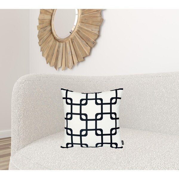Homeroots 18 x 18 in. Black Geometric Squares Decorative Throw Pillow Cover - 355586
