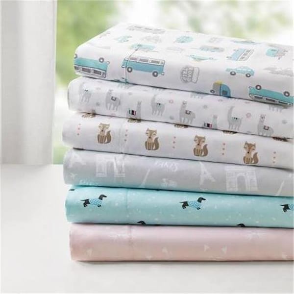 Intelligent Design Intelligent Design ID20-1427 Novelty Printed Sheet Set; Grey & Blue Road Trip - Twin & Extra Large - ID20-1427