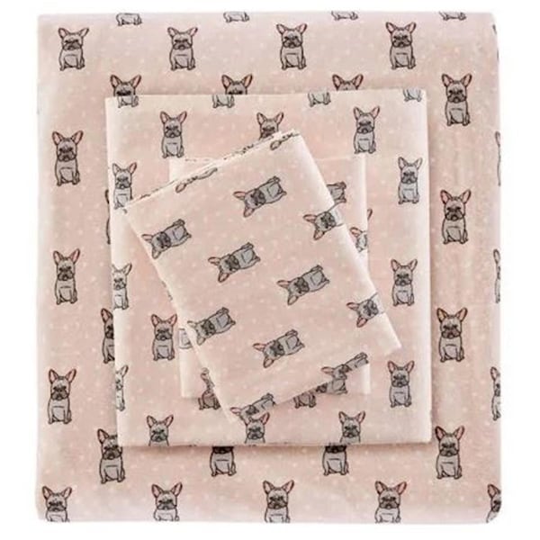 Imageware Systems Cozy Flannel Sheet Set, Pink French Bulldog - Twin - TN20-0227