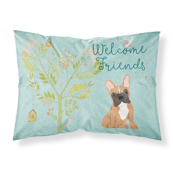 Carolines Treasures Carolines Treasures BB7633PILLOWCASE Welcome Friends Fawn French Bulldog Fabric Standard Pillowcase - BB7633PILLOWCASE