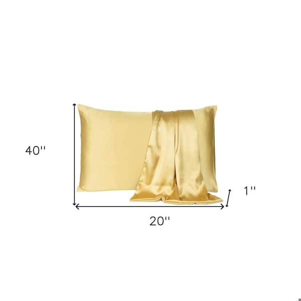 Homeroots 20 x 40 in. Gold Dreamy Silky Satin King Size Pillowcases - 387840