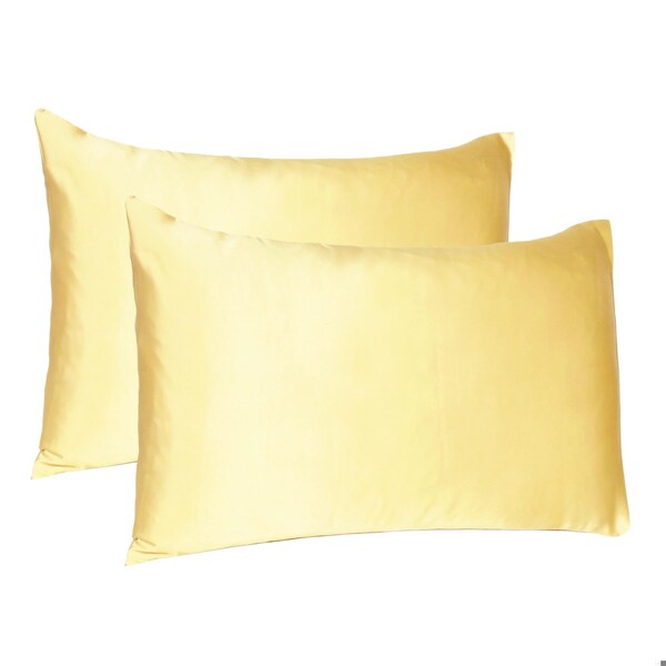 Homeroots 20 x 40 in. Gold Dreamy Silky Satin King Size Pillowcases - 387840