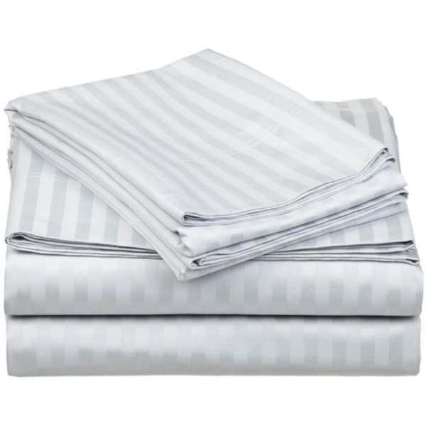 Impressions By Luxor Treasures Egyptian Cotton 650 Thread Count Stripe Sheet Set California King-Light Blue - 650CKSH STLB