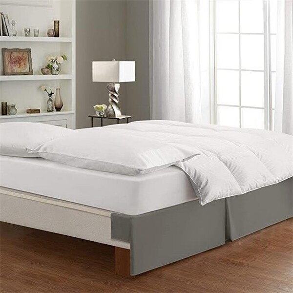 Levinsohn Textile Levinsohn Textile FRE24514SILV03 Bed Makers Tailored Bed Skirt - Queen Size - Soft Silver - FRE24514SILV03