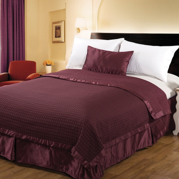 Sino Talent International Lux Reversible Coverlets, 84X96 Fxl Wine - 9025071-WN