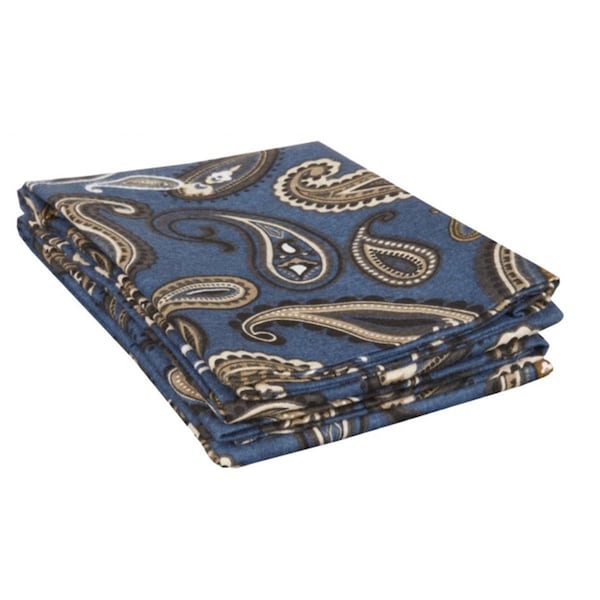 Impressions By Luxor Treasures Cotton Flannel King Pillowcase Set Paisley- Navy Blue - FLAKGPC PANB