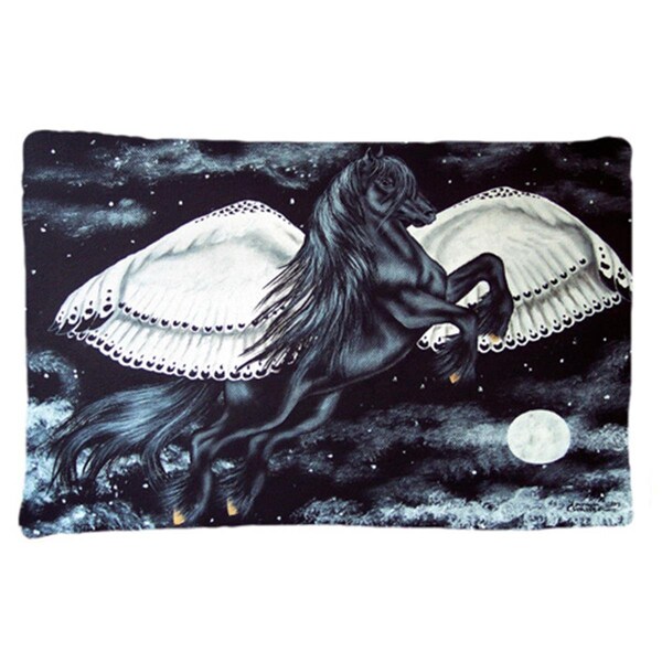 Jensendistributionservices Black Flying Horse Fabric Standard Pillowcase - MI2556986