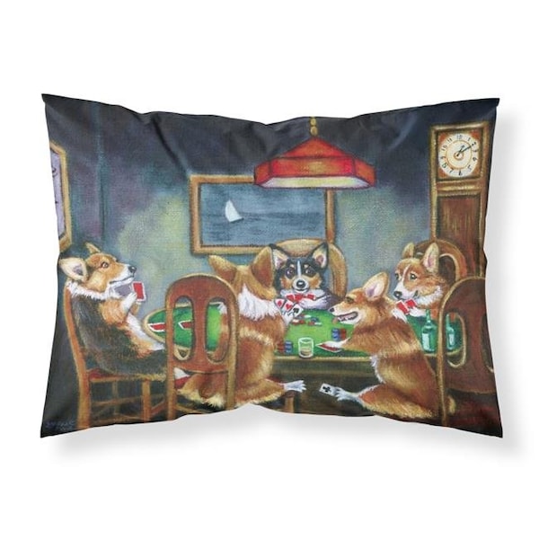 Carolines Treasures Carolines Treasures 7416PILLOWCASE Corgi Playing Poker Fabric Standard Pillowcase - 7416PILLOWCASE