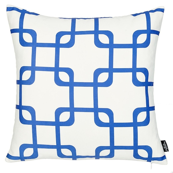 Homeroots Blue Geometric Squares Decorative Throw Pillow Cover 18 x 18 in. - 355594