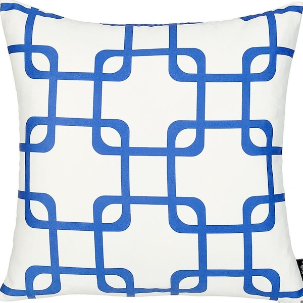 Homeroots Blue Geometric Squares Decorative Throw Pillow Cover 18 x 18 in. - 355594