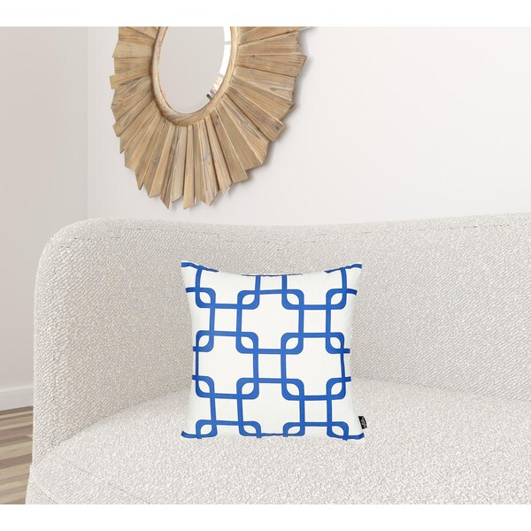 Homeroots Blue Geometric Squares Decorative Throw Pillow Cover 18 x 18 in. - 355594