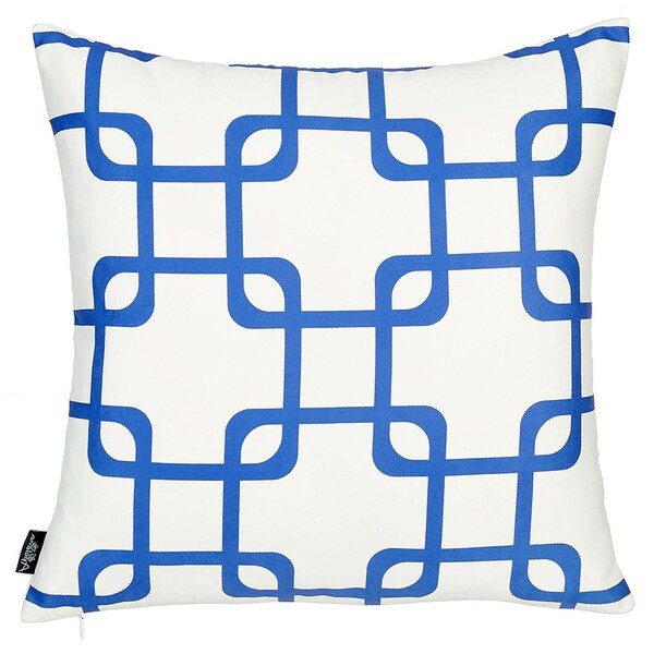 Homeroots Blue Geometric Squares Decorative Throw Pillow Cover 18 x 18 in. - 355594