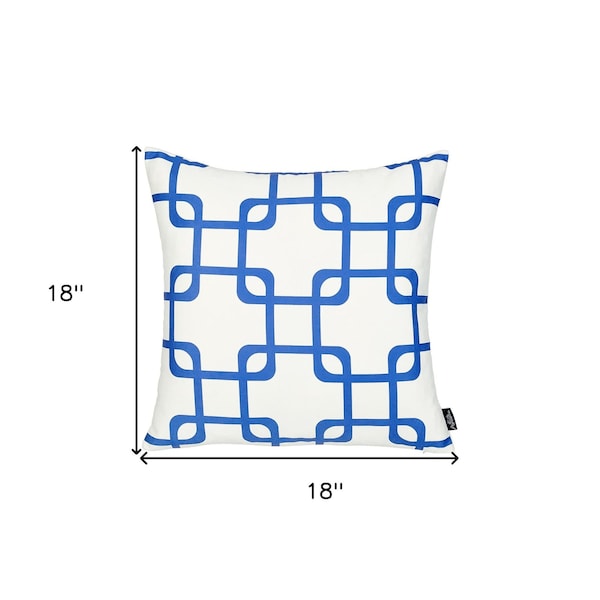 Homeroots Blue Geometric Squares Decorative Throw Pillow Cover 18 x 18 in. - 355594