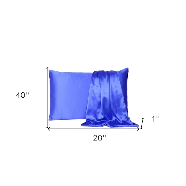 Homeroots 20 x 40 in. Royal Blue Dreamy Silky Satin King Size Pillowcases - 387851