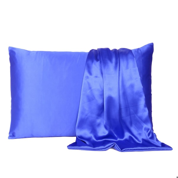 Homeroots 20 x 40 in. Royal Blue Dreamy Silky Satin King Size Pillowcases - 387851