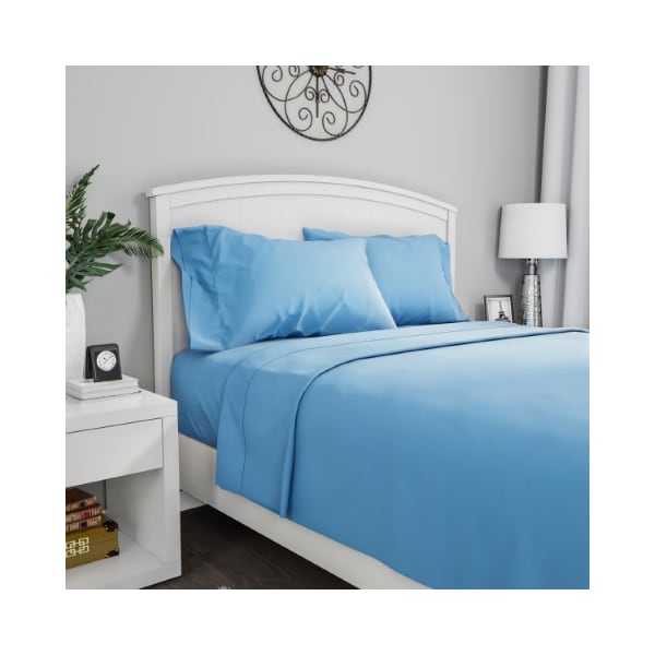 Hastings Home Brushed Microfiber 4-piece Bed Linens with Fitted, Flat Sheet, and 2 Pillowcases (Full, Blue) - 684479VHT