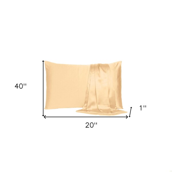 Homeroots 20 x 40 in. Pale Peach Dreamy Silky Satin King Size Pillowcases - 387846