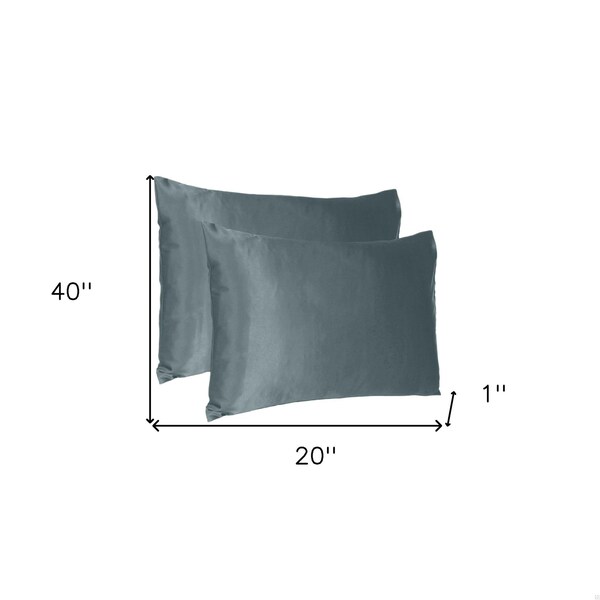 Homeroots 20 x 40 in. Gray Dreamy Silky Satin King Size Pillowcases - 387836