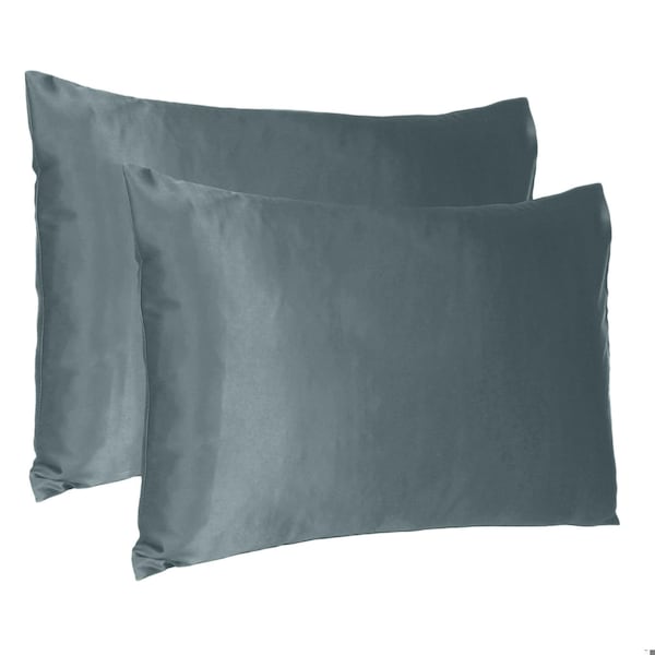 Homeroots 20 x 40 in. Gray Dreamy Silky Satin King Size Pillowcases - 387836