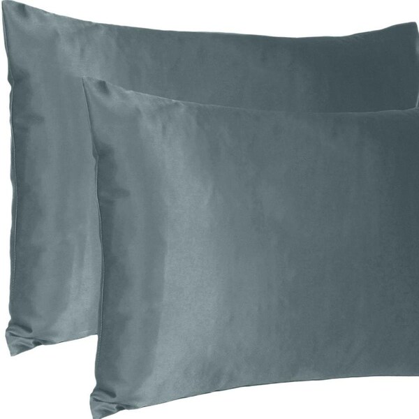 Homeroots 20 x 40 in. Gray Dreamy Silky Satin King Size Pillowcases - 387836