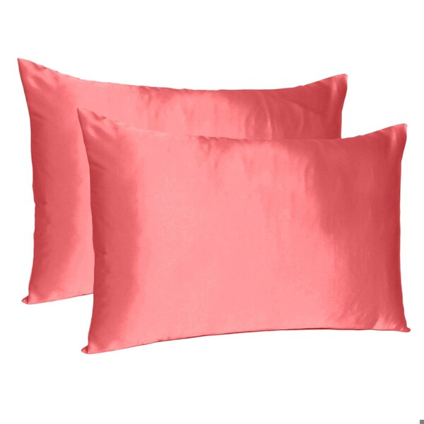 Homeroots 20 x 30 in. Coral Dreamy Silky Satin Queen Size Pillowcases - 387892