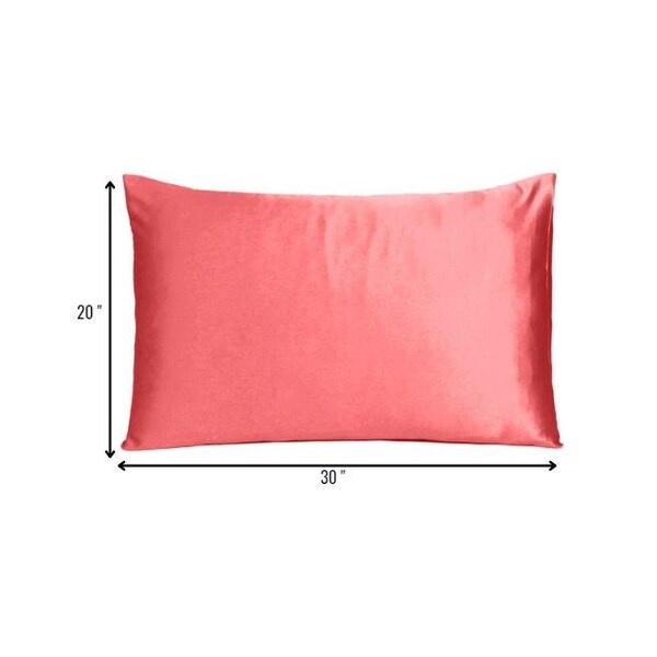 Homeroots 20 x 30 in. Coral Dreamy Silky Satin Queen Size Pillowcases - 387892