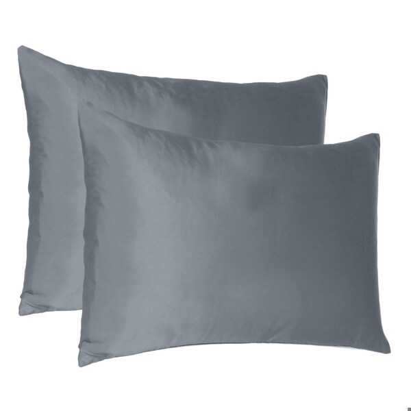 Homeroots 20 x 30 in. Dark Gray Dreamy Silky Satin Queen Size Pillowcases - 387909