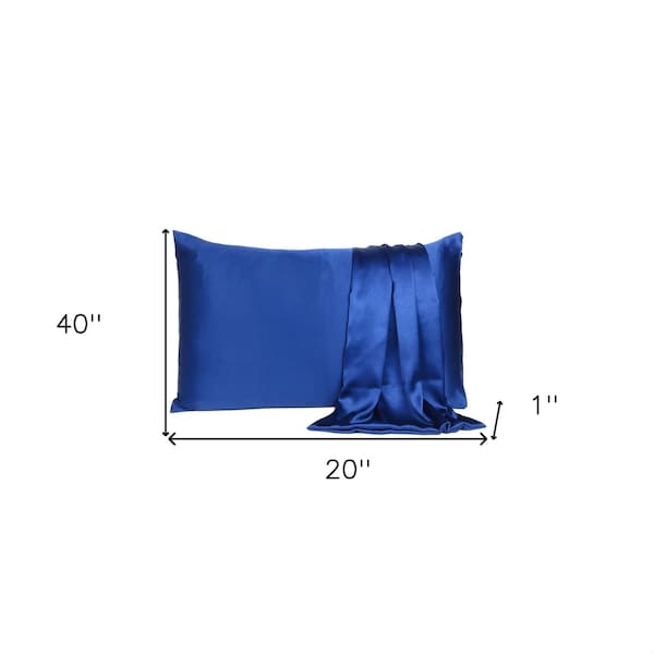 Homeroots 20 x 40 in. Navy Blue Dreamy Silky Satin King Size Pillowcases - 387845