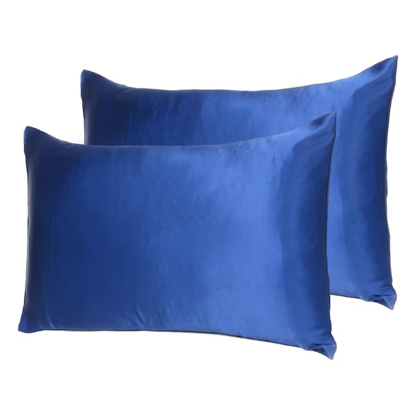 Homeroots 20 x 40 in. Navy Blue Dreamy Silky Satin King Size Pillowcases - 387845