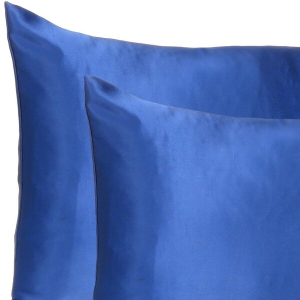 Homeroots 20 x 40 in. Navy Blue Dreamy Silky Satin King Size Pillowcases - 387845