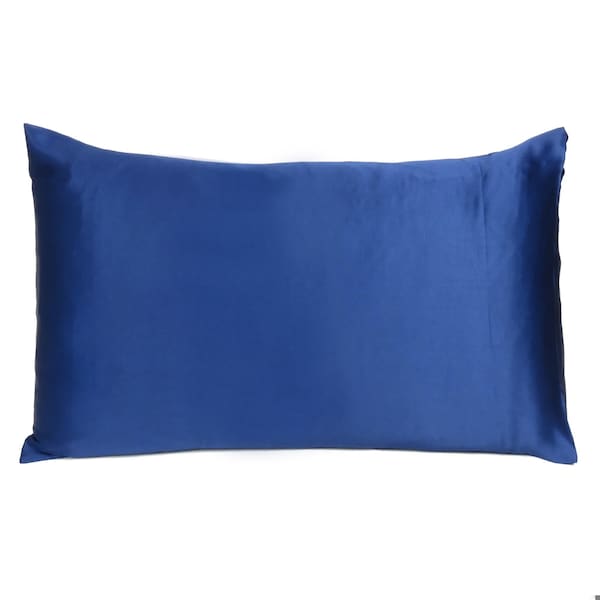 Homeroots 20 x 40 in. Navy Blue Dreamy Silky Satin King Size Pillowcases - 387845
