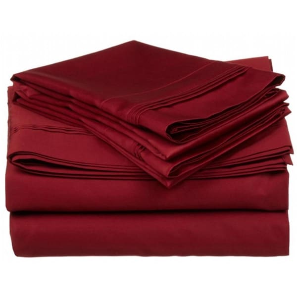 Impressions By Luxor Treasures Egyptian Cotton 650 Thread Count Solid Sheet Set Twin-Burgundy - 650TWSH SLBG