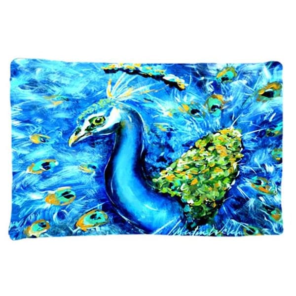 Carolines Treasures Carolines Treasures MW1166PILLOWCASE Peacock Straight Up In Blue Moisture Wicking Fabric Standard Pillowcase - MW1166PILLOWCASE
