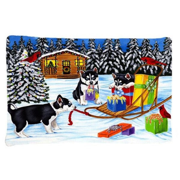Carolines Treasures Carolines Treasures AMB1318PILLOWCASE Christmas Mush Siberian Husky Fabric Standard Pillowcase - AMB1318PILLOWCASE