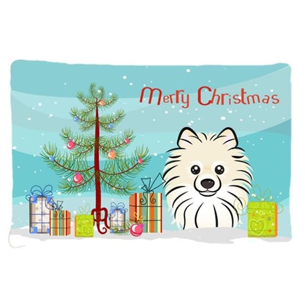 Carolines Treasures Carolines Treasures BB1579PILLOWCASE Christmas Tree & Pomeranian Fabric Standard Pillowcase - BB1579PILLOWCASE