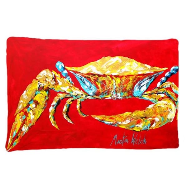 Carolines Treasures Carolines Treasures MW1116PILLOWCASE 20.5 W x 30 in. Crab Blue on Red; Sr. Moisture Wicking Fabric Standard Pillowcase - MW1116PILLOWCASE